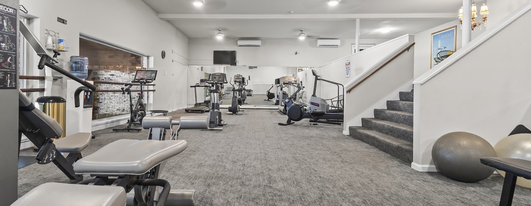 a gym with exercise equipment